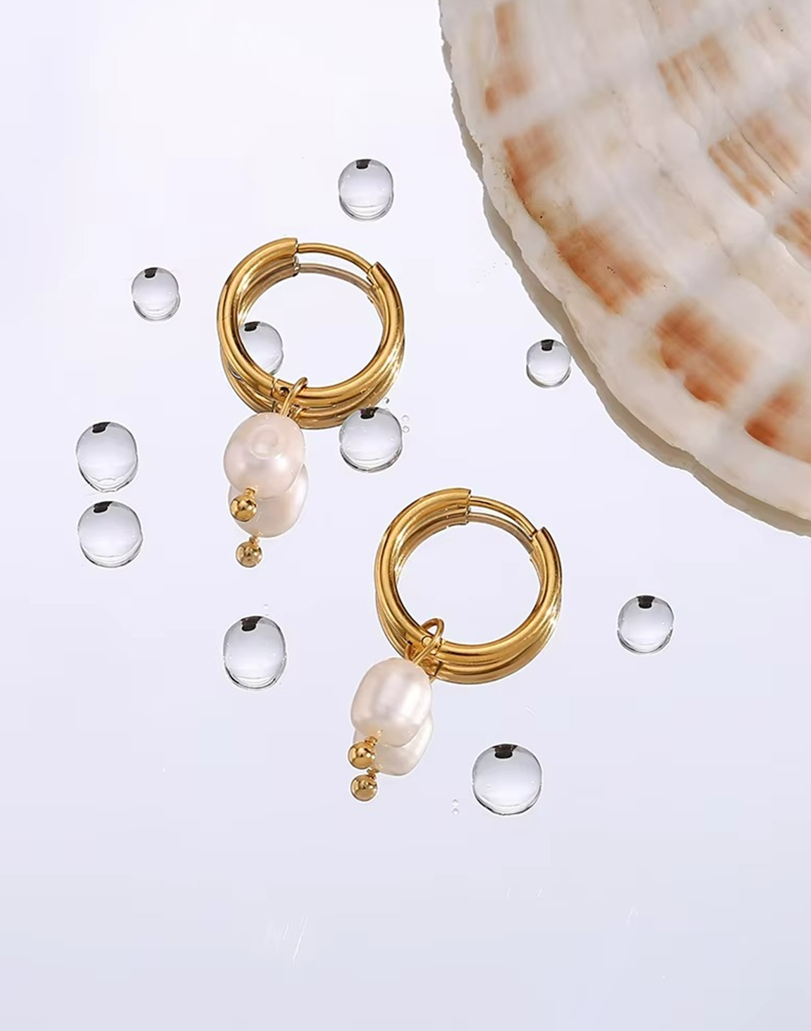 Arete Oliva Con Perla Para Mujer Bañado en Oro