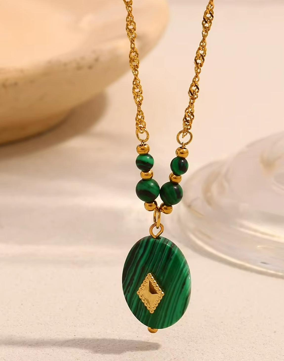 Collar Menta Para Mujer Bañado en Oro