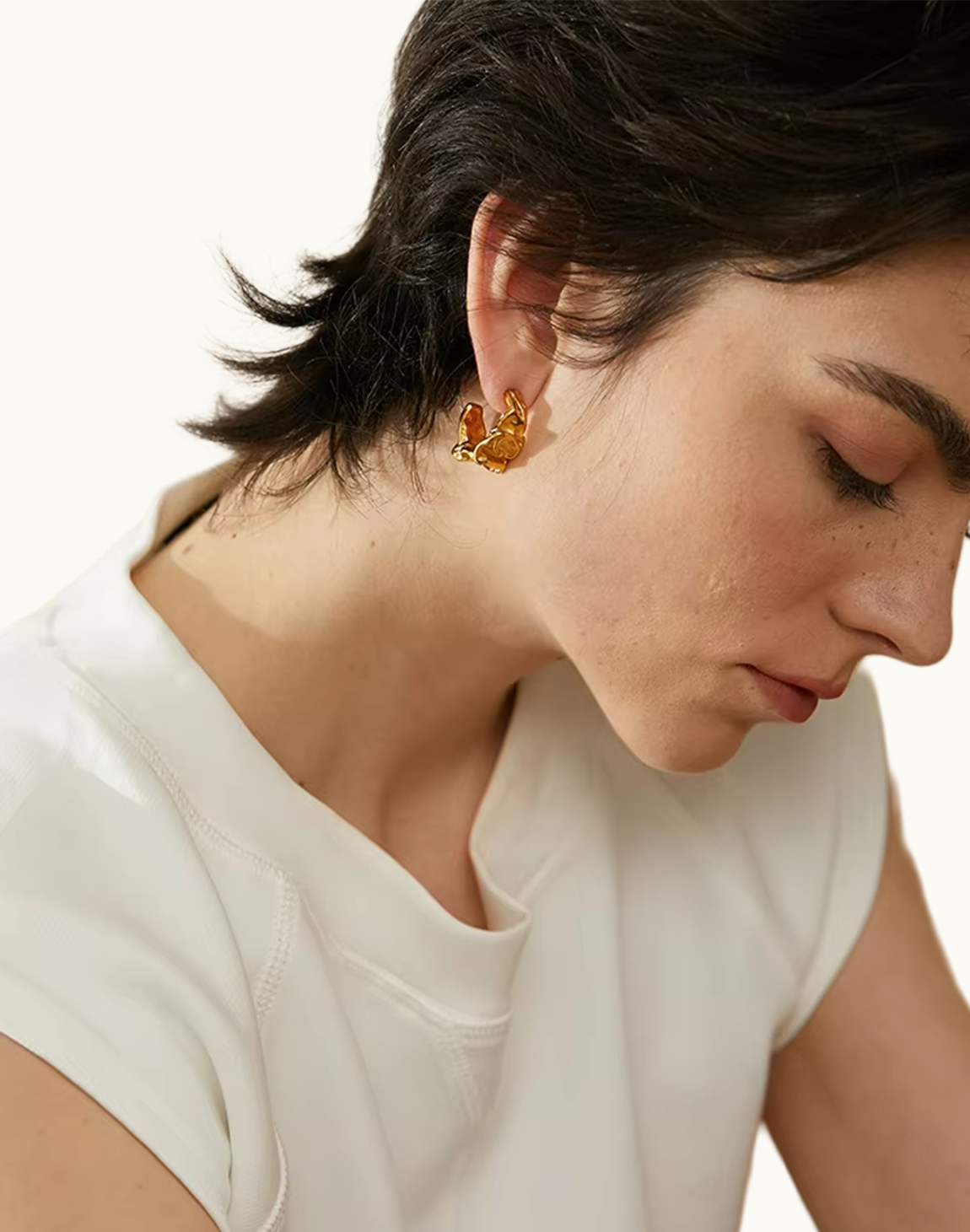 Aretes Alba Argolla Para Mujer Bañados en Oro de 18k