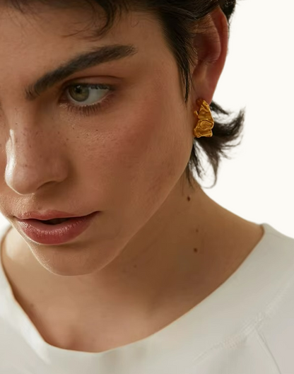 Aretes Alba Argolla Para Mujer Bañados en Oro de 18k