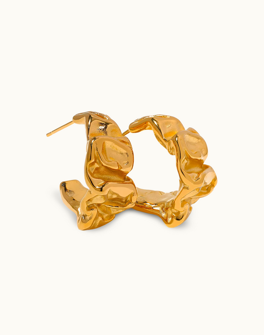 Aretes Alba Argolla Para Mujer Bañados en Oro de 18k