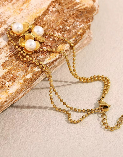 Pulsera Samila con Perlas Para Mujer Bañada en Oro