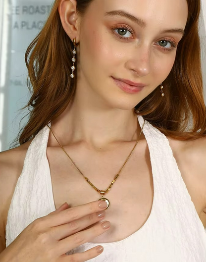 Arete Lila Con Circonias Para Mujer Bañado en Oro