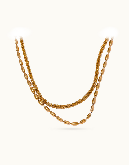 Collar Doble Nube Para Mujer Bañados en Oro de 18k