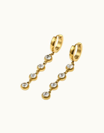 Arete Lila Con Circonias Para Mujer Bañado en Oro