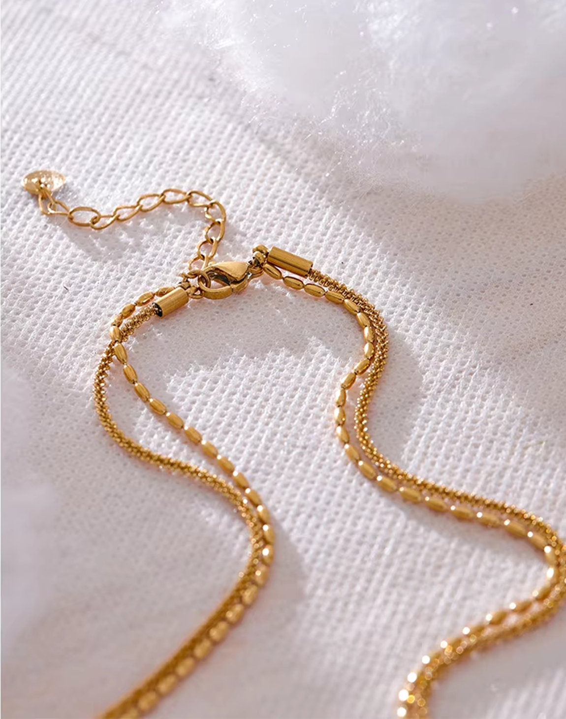 Collar Doble Nube Para Mujer Bañados en Oro de 18k