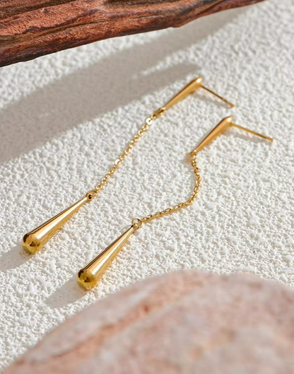 Aretes Citrina Colgante Para Mujer Bañados en Oro de 18k