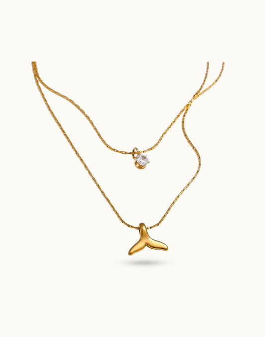 Collar Doble Malva Para Mujer Bañados en Oro de 18k