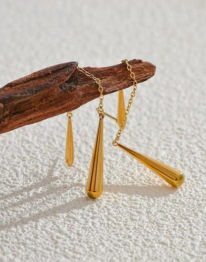 Aretes Citrina Colgante Para Mujer Bañados en Oro de 18k