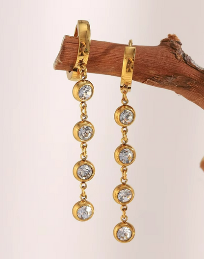 Arete Lila Con Circonias Para Mujer Bañado en Oro