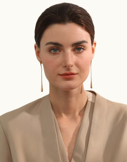 Aretes Citrina Colgante Para Mujer Bañados en Oro de 18k