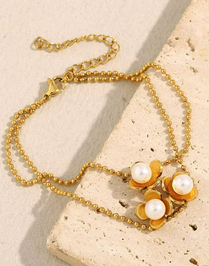 Pulsera Samila con Perlas Para Mujer Bañada en Oro