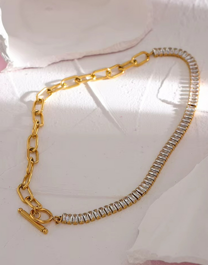 Collar Jade Con Circonias Para Mujer Bañados en Oro de 18k