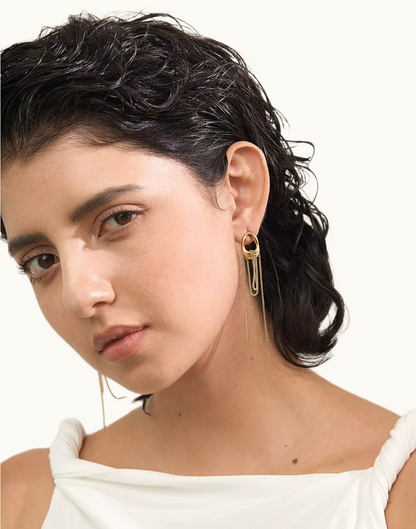 Aretes Nácar Colgante Para Mujer Bañados en Oro de 18k