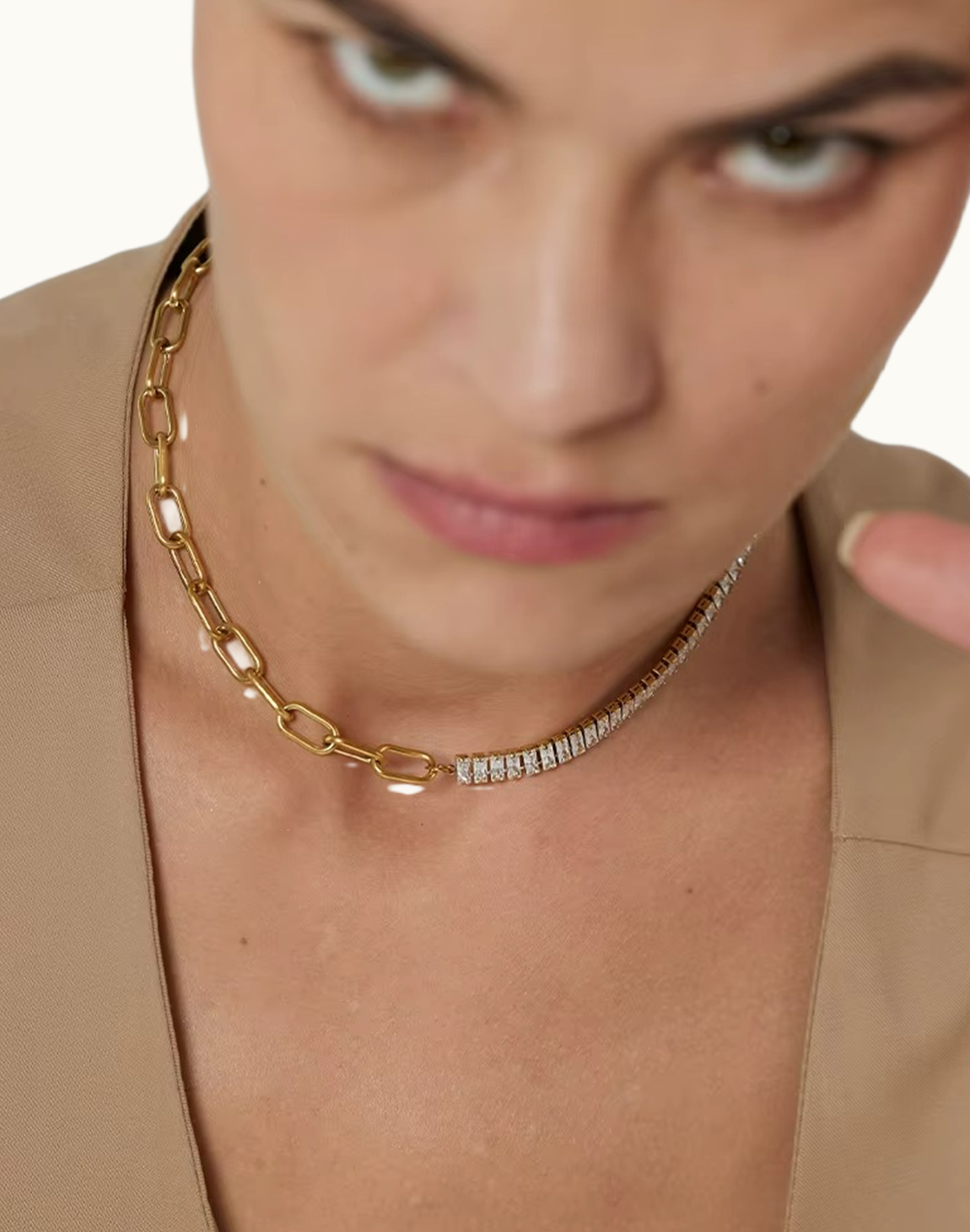 Collar Jade Con Circonias Para Mujer Bañados en Oro de 18k