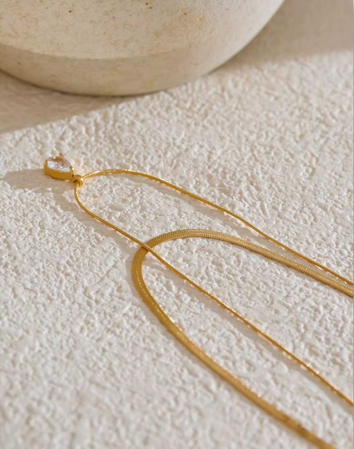 Collar Doble Ámbar Con Circonias Para Mujer Bañados en Oro de 18k