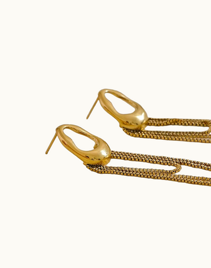 Aretes Nácar Colgante Para Mujer Bañados en Oro de 18k