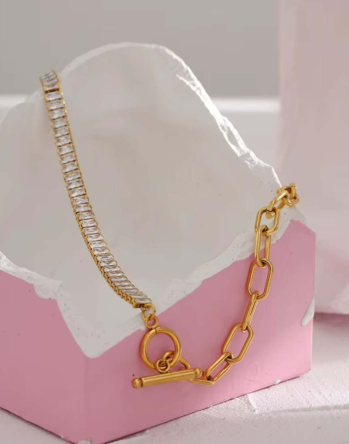 Collar Jade Con Circonias Para Mujer Bañados en Oro de 18k