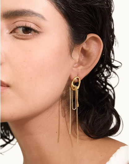 Aretes Nácar Colgante Para Mujer Bañados en Oro de 18k