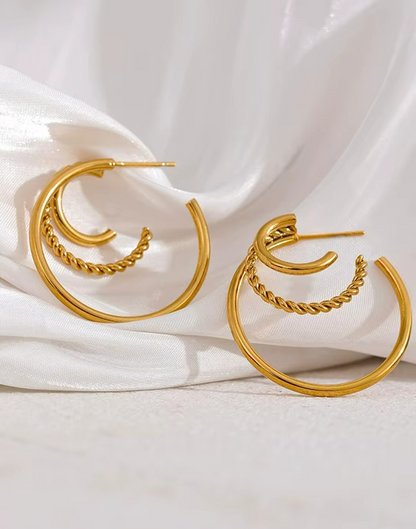 Aretes Aura de Argolla Para Mujer Bañados en Oro de 18k