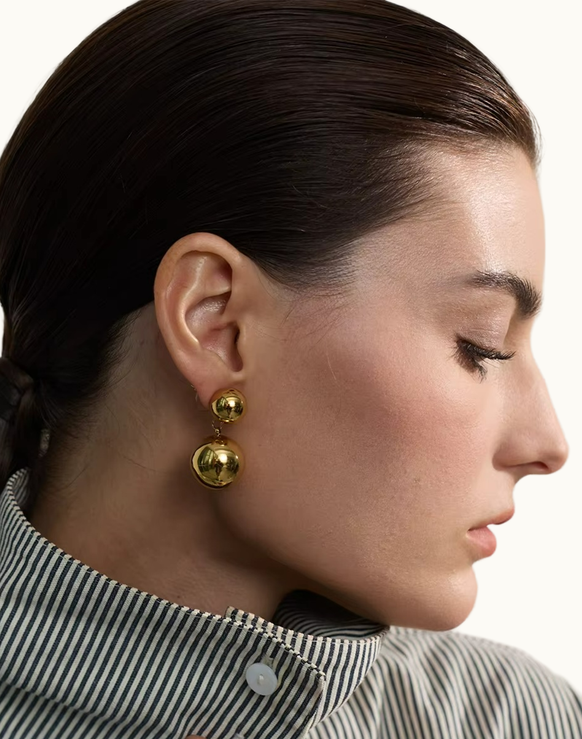 Aretes Cielo Esférico Para Mujer Bañados en Oro de 18k