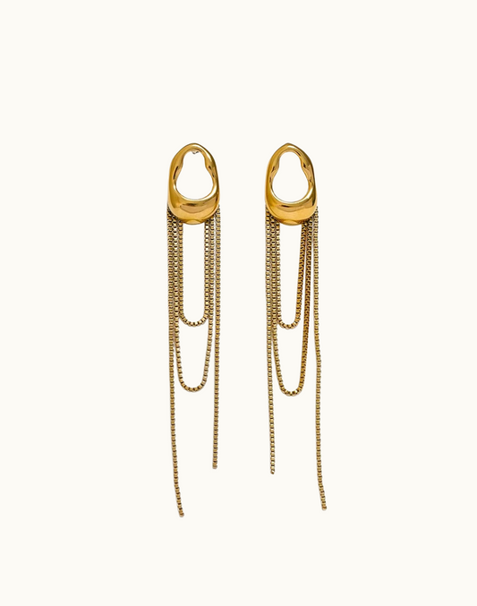 Aretes Nácar Colgante Para Mujer Bañados en Oro de 18k