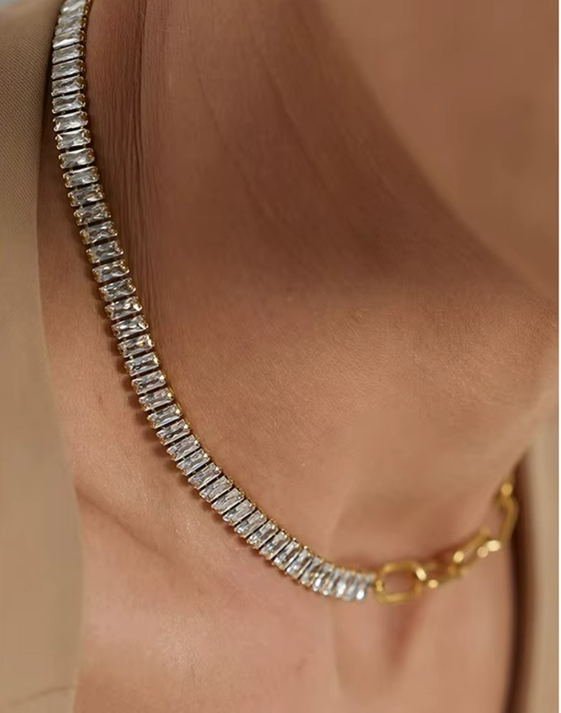 Collar Jade Con Circonias Para Mujer Bañados en Oro de 18k