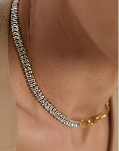 Collar Jade Con Circonias Para Mujer Bañados en Oro de 18k