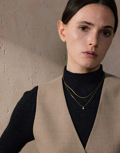 Collar Doble Ámbar Con Circonias Para Mujer Bañados en Oro de 18k