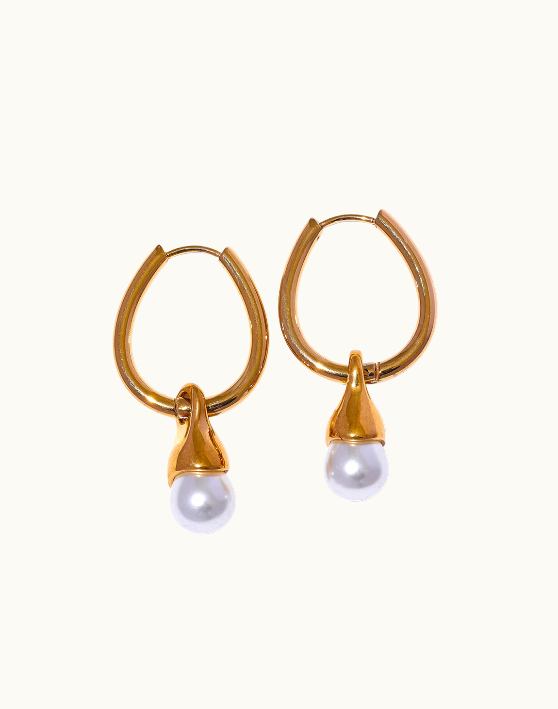 Aretes Solana Con Perla Para Mujer Bañados en Oro de 18k