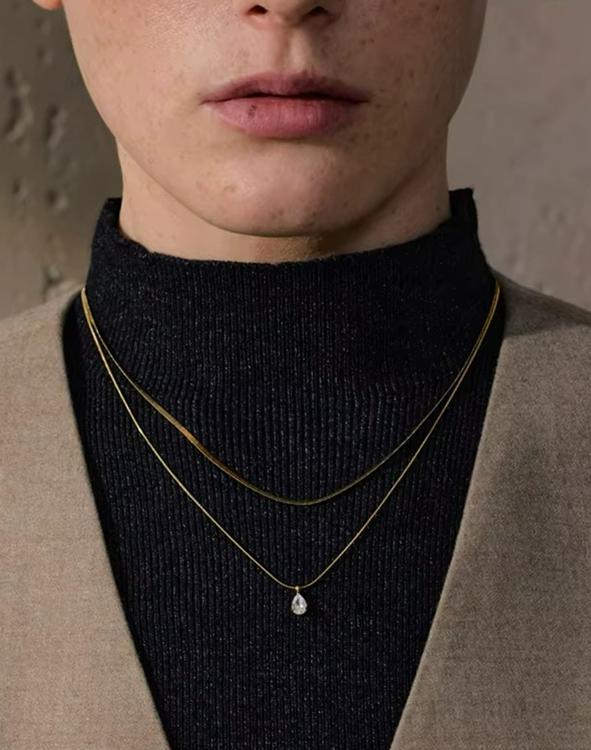 Collar Doble Ámbar Con Circonias Para Mujer Bañados en Oro de 18k