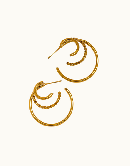 Aretes Aura de Argolla Para Mujer Bañados en Oro de 18k