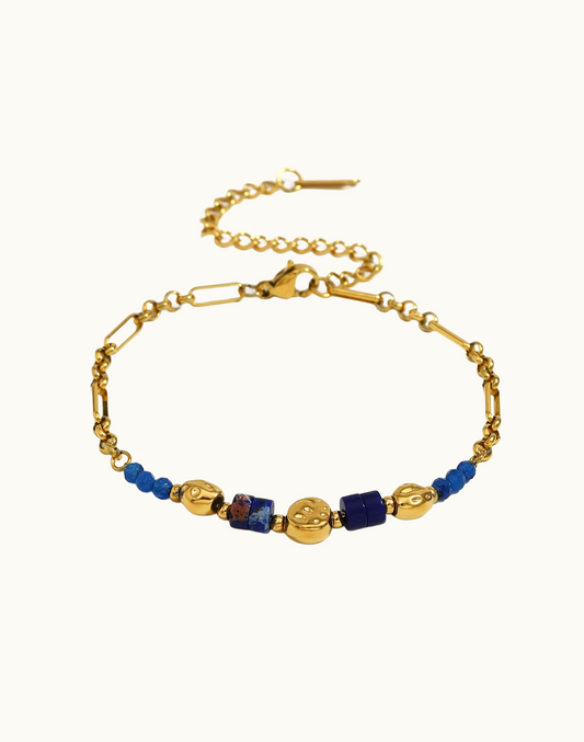 Pulsera Centella con Piedras Naturales Para Mujer Bañada en Oro