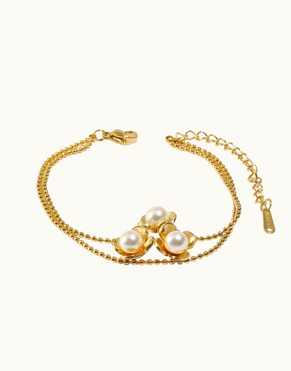 Pulsera Samila con Perlas Para Mujer Bañada en Oro