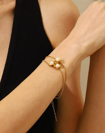 Pulsera Samila con Perlas Para Mujer Bañada en Oro