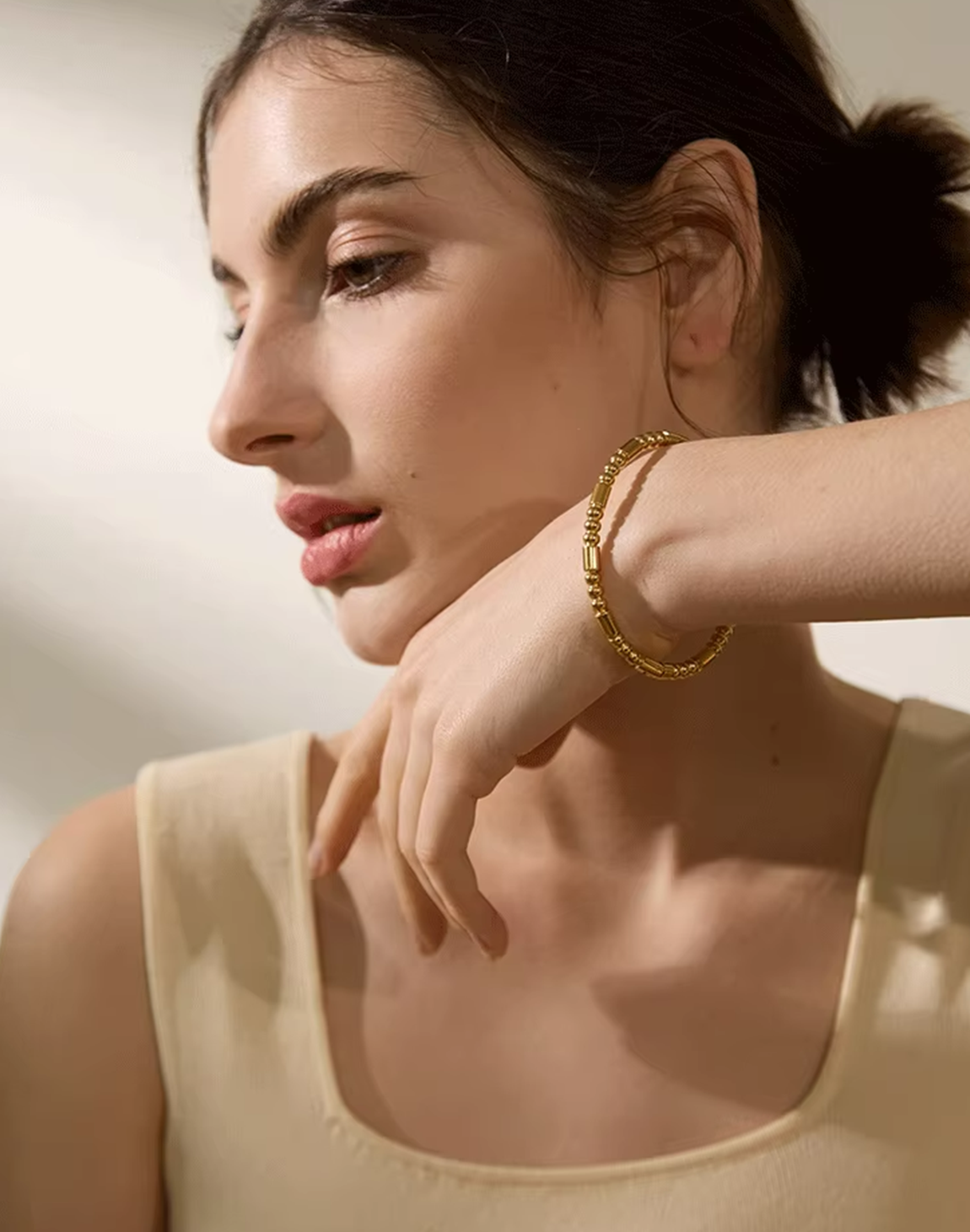 Pulsera Rosal Para Mujer Bañada en Oro