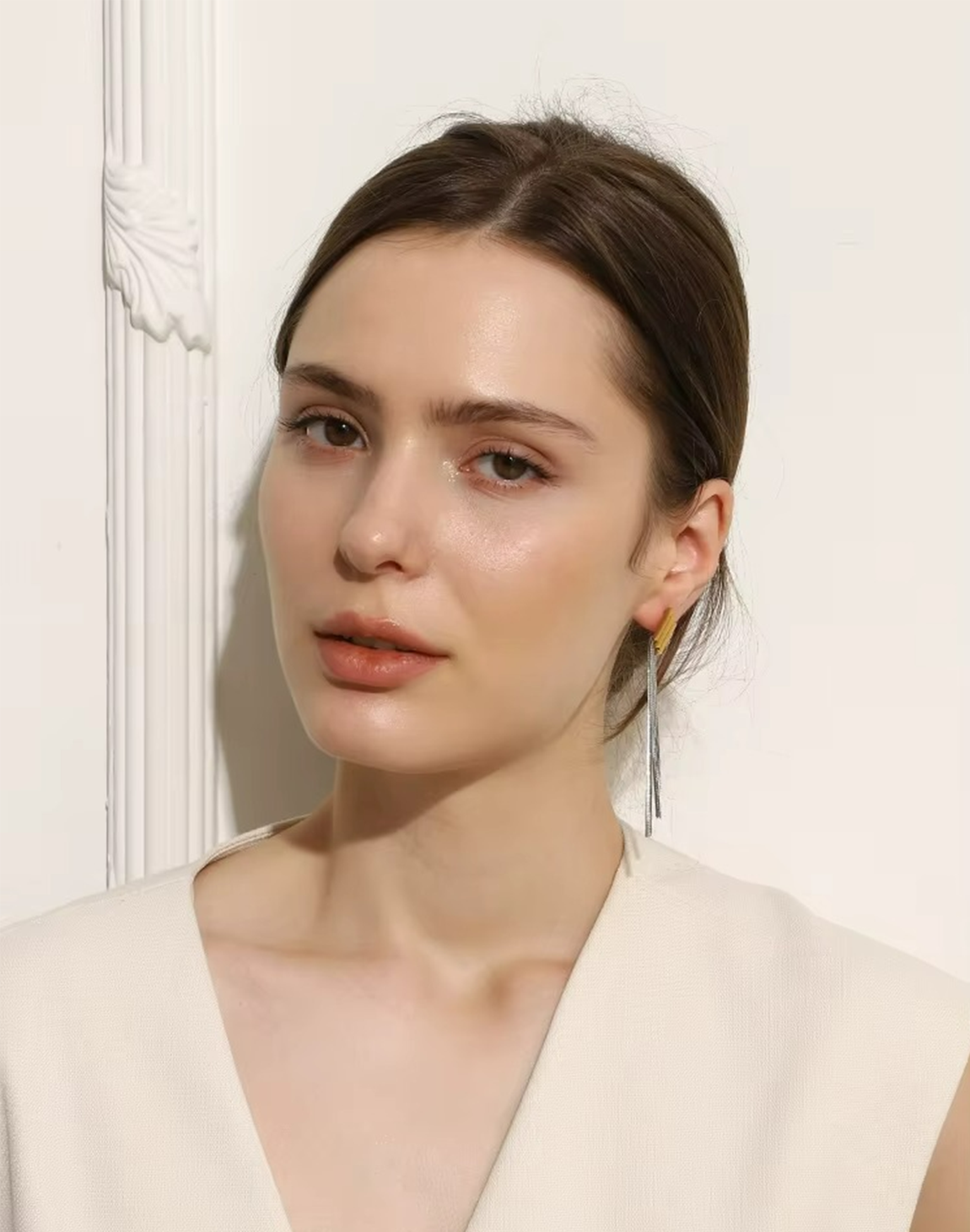 Arete Sirena Mixto Para Mujer Bañado en Oro